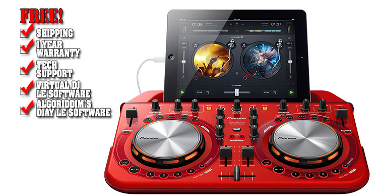 Pioneer DDJ-WeGO2 Red Compact Digital DJ Controller for iPad