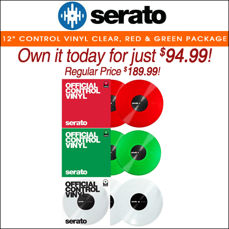  Serato Performance Series Clear, Red, and Green 12" Control Vinyl Package