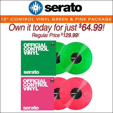 Serato Performance Series Green and Pink 12" Control Vinyl Package 