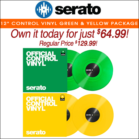  Serato Performance Series Green and Yellow 12" Control Vinyl Package 