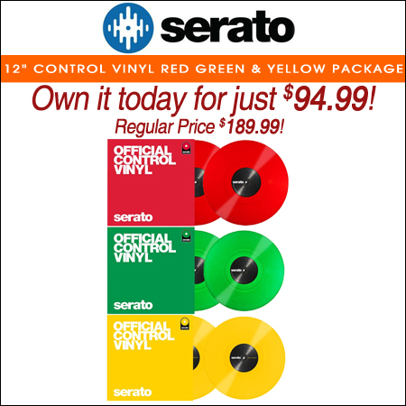  Serato Performance Series Red, Green, and Yellow 12" Control Vinyl Package