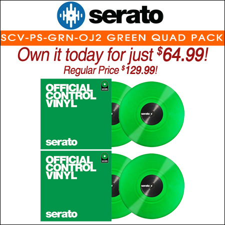  Serato SCV-PS-GRN-OJ2 Performance Series Green 12" Control Vinyl Quad Pack 