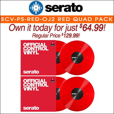  Serato SCV-PS-RED-OJ2 Performance Series Red 12" Control Vinyl Quad Pack 