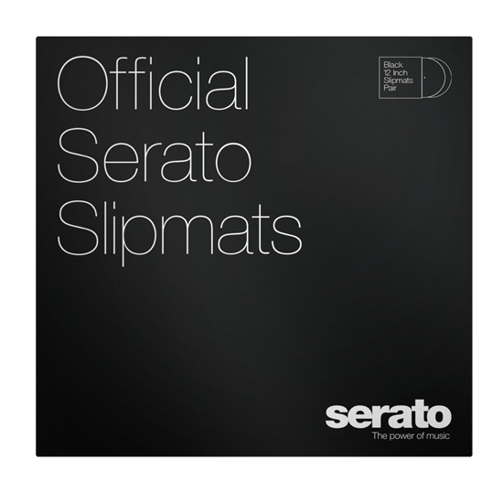 Serato 12" DJ Pro Logo Mats - Classic Multi-Purpose Synthetic Felt Slipmat (Pair, White  on Black)