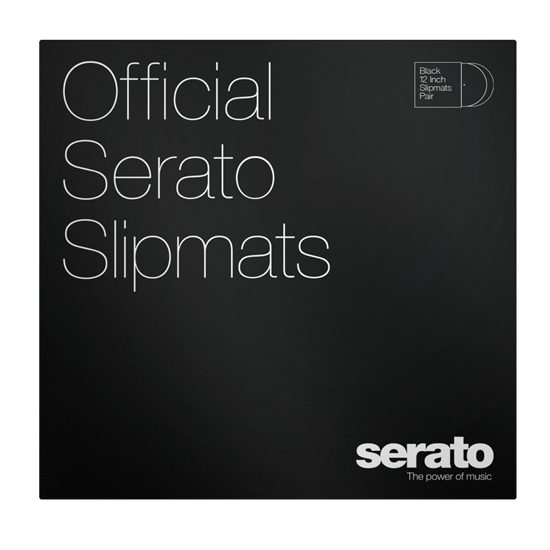 Serato 12" DJ Pro Logo Mats - Classic Multi-Purpose Synthetic Felt Slipmat (Pair, White  on Black)