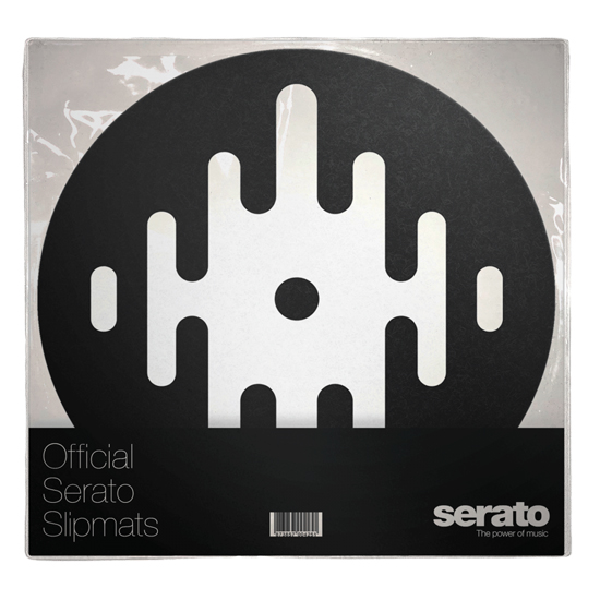 Serato 12" DJ Pro Logo Mats - Classic Multi-Purpose Synthetic Felt Slipmat (Pair, White  on Black)