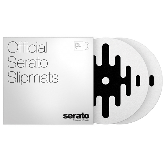 Serato 12" DJ Pro Logo Mats - Classic Multi-Purpose Synthetic Felt Slipmat (Pair, Black on White)