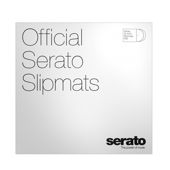 Serato 12" DJ Pro Logo Mats - Classic Multi-Purpose Synthetic Felt Slipmat (Pair, Black on White)