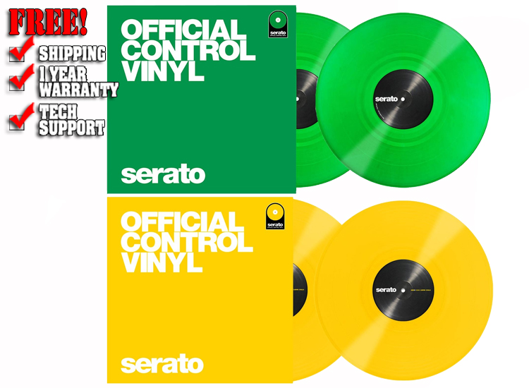 Serato Performance Series Green and Yellow 12" Control Vinyl Package