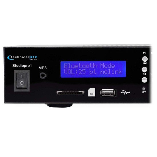 Technical Pro Bluetooth USB/SD Preamp Mixing Recorder w/2 Mic Inputs+9 Band EQ