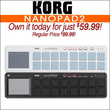  Korg NanoPAD2 Slim-line USB-MIDI Controller 