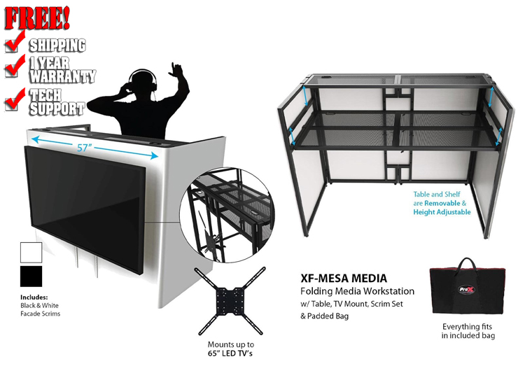 ProX XF-MESA MEDIA DJ Facade Table Station