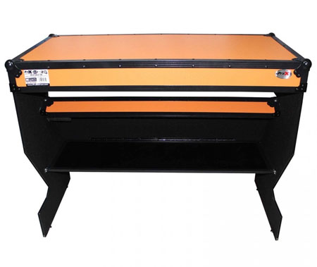 ProX XS-ZTABLEOB Folding Portable Z-Style DJ Redbull Table Flight Case with handles & wheels, Orange on Black