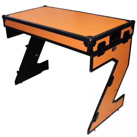 ProX XS-ZTABLEOB Folding Portable Z-Style DJ Redbull Table Flight Case with handles & wheels, Orange on Black