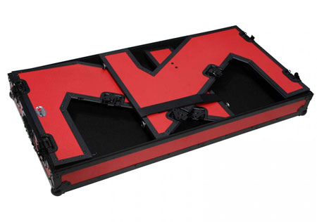 ProX XS-ZTABLERB Folding Portable Z-Style DJ Redbull Table Flight Case with handles & wheels, Red on Black
