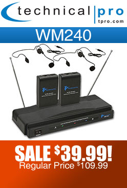 Technical Pro WM240 Wireless Headset and Lavalier Mic System