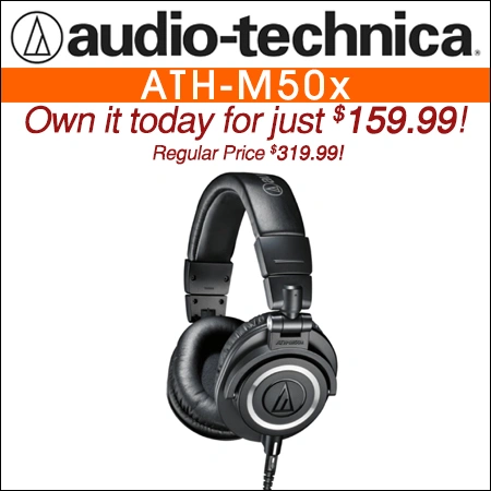 Audio-Technica ATH-M50x Studio Monitoring Headphone - Black on Silver