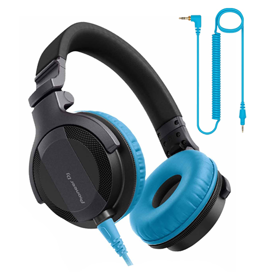 Pioneer DJ HDJ-CUE1 DJ Headphones with Blue Ear Pad Package