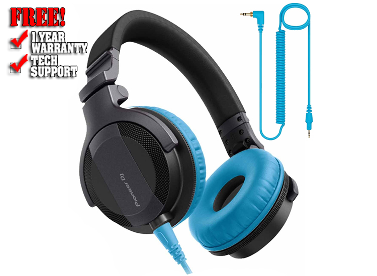 Pioneer DJ HDJ-CUE1 DJ Headphones with Blue Ear Pad Package