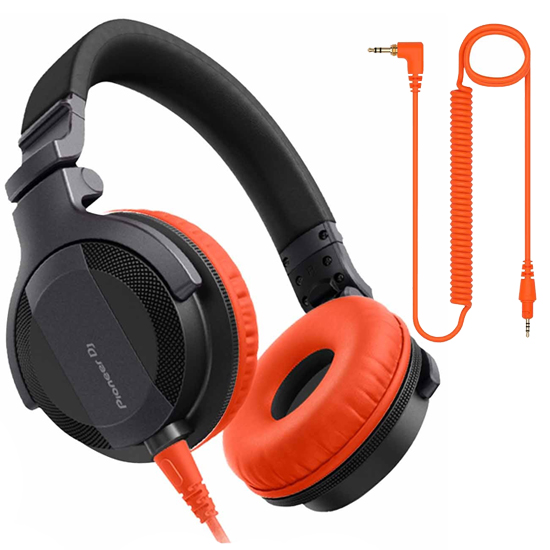 Pioneer DJ HDJ-CUE1 DJ Headphones with Orange Ear Pad Package