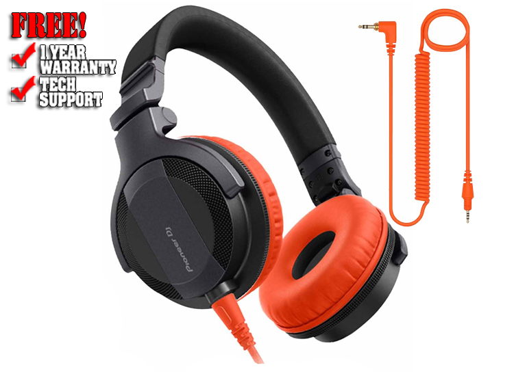 Pioneer DJ HDJ-CUE1 DJ Headphones with Orange Ear Pad Package