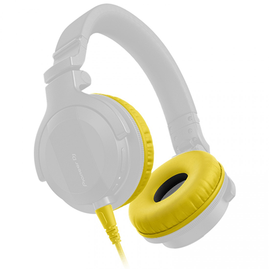 Pioneer DJ HDJ-CUE1 DJ Headphones with Yellow Ear Pad Package