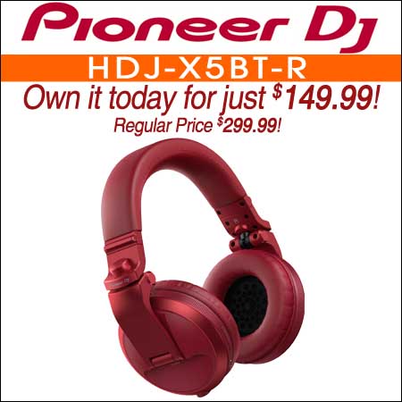 PIONEER DJ HDJ-X5BT-R Over-ear DJ Headphones with Bluetooth (Red)