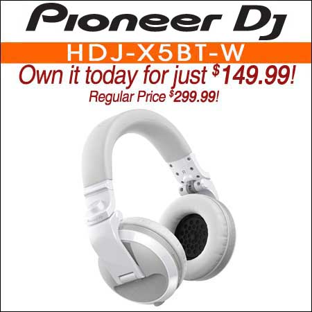  PIONEER DJ HDJ-X5BT-W Over-ear DJ headphones with Bluetooth (White) 