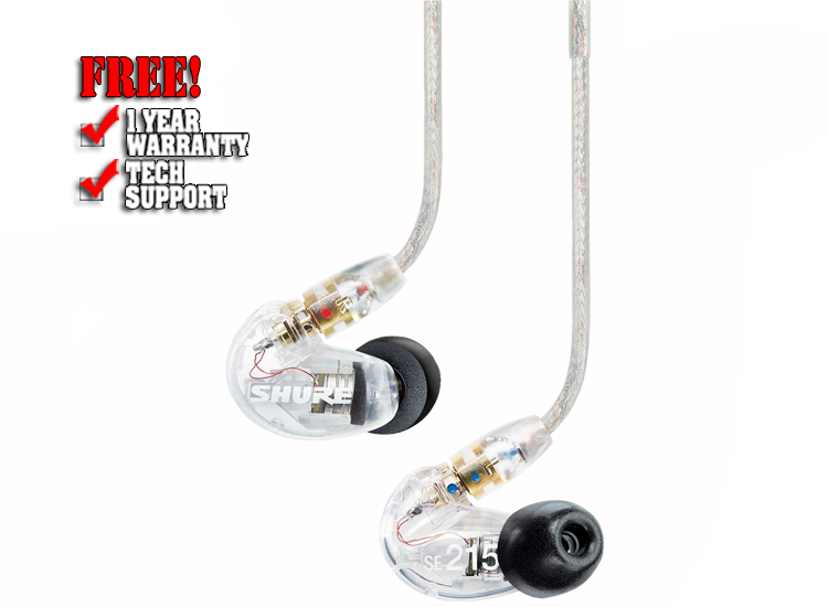 Shure SE215 Isolating In-Ear Earphones Clear