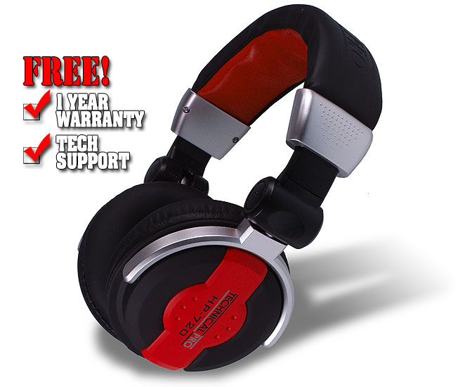 Technical Pro HP720 Red DJ Headphones DJ Audio DJ Equipment