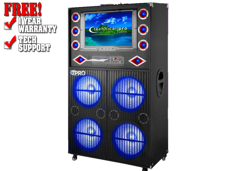 Technical Pro Bluetooth Speaker with 19" DVD Screen