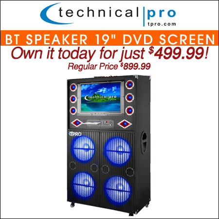 Technical Pro Bluetooth Speaker with 19" DVD Screen