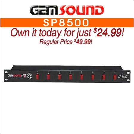 GemSound SP8500 Rackmounted AC Switch Panel