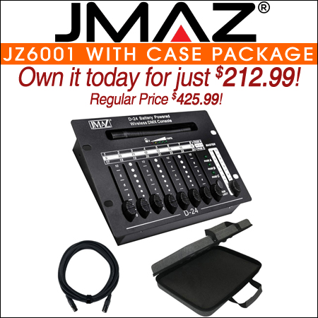 JMAZ Lighting JZ6001 D-24 Wireless Battery Powered DMX Controller with Case Package