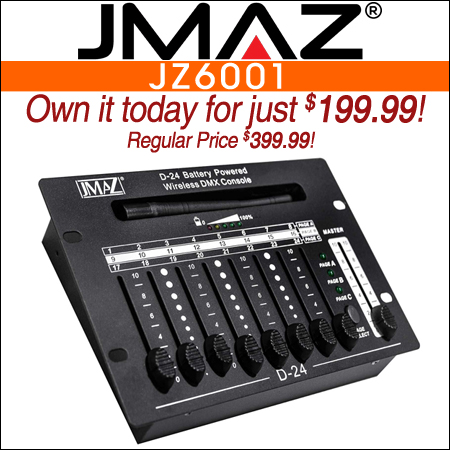 JMAZ Lighting JZ6001 D-24 Wireless Battery Powered DMX Controller