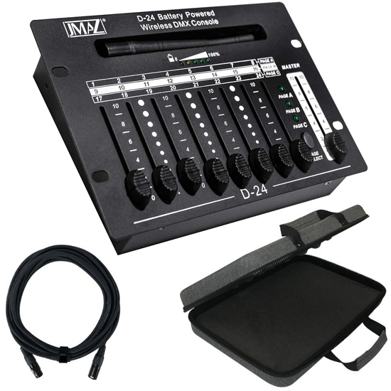 JMAZ Lighting JZ6001 D-24 Wireless Battery Powered DMX Controller with Case Package