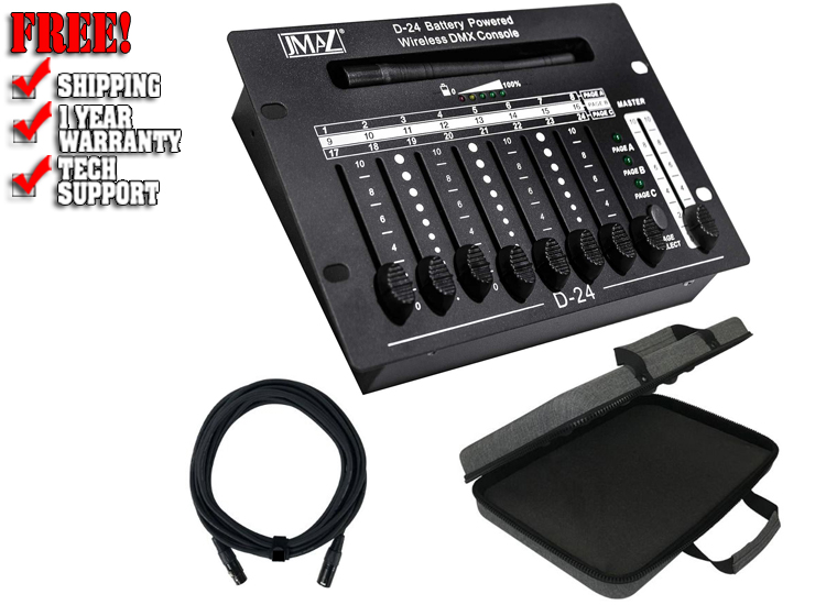 JMAZ Lighting JZ6001 D-24 Wireless Battery Powered DMX Controller with Case Package