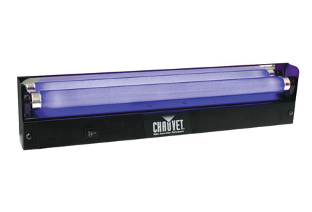 Chauvet DJ Hurricane 700 Fog Machine with 18" Blacklight Fixture & Party Mini LED Strobe Light Package