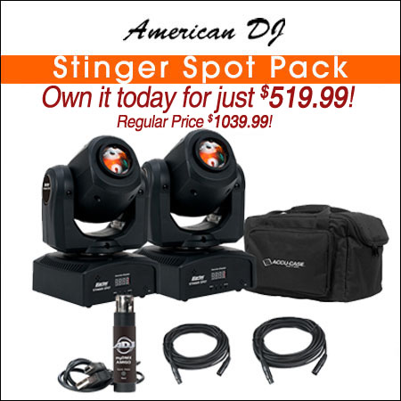 American DJ Stinger Spot Mini Moving Heads Packaged with Carry Case
