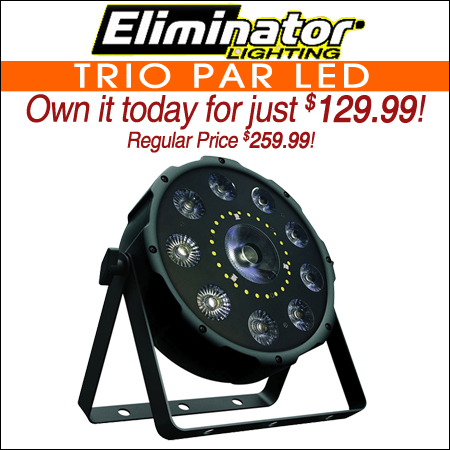  Eliminator Lighting Trio Par LED 3 in 1 Effect Light with Spot, Strobe and Wash