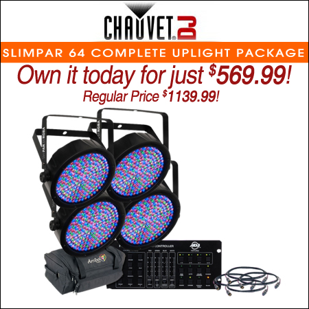  Chauvet SlimPar 64 Complete Uplight LED Par Can System with Controller, Cables and Bag
