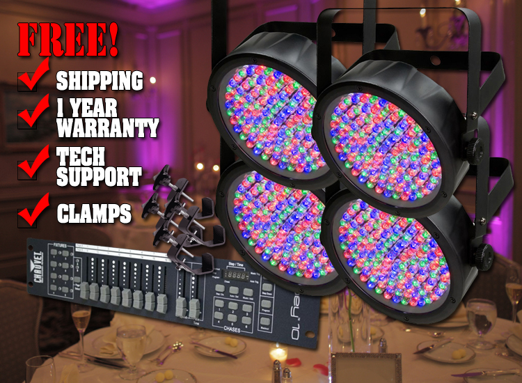 Chauvet Slim 64 Obey 10 Four Pack LED Par Can System with Controller and Clamps