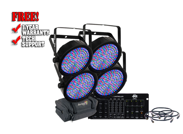 Chauvet SlimPar 64 Complete Uplight LED Par Can System with Controller, Cables and Bag