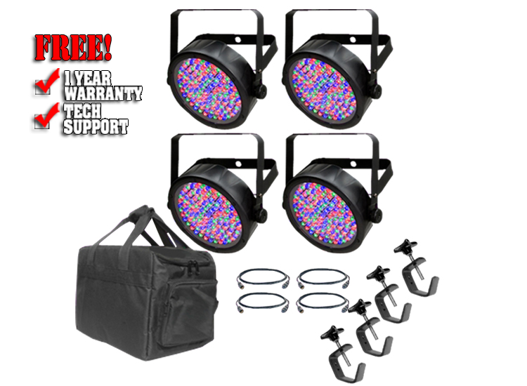 Chauvet SlimPar 64 Four Pack with Bag, Clamps and Cables