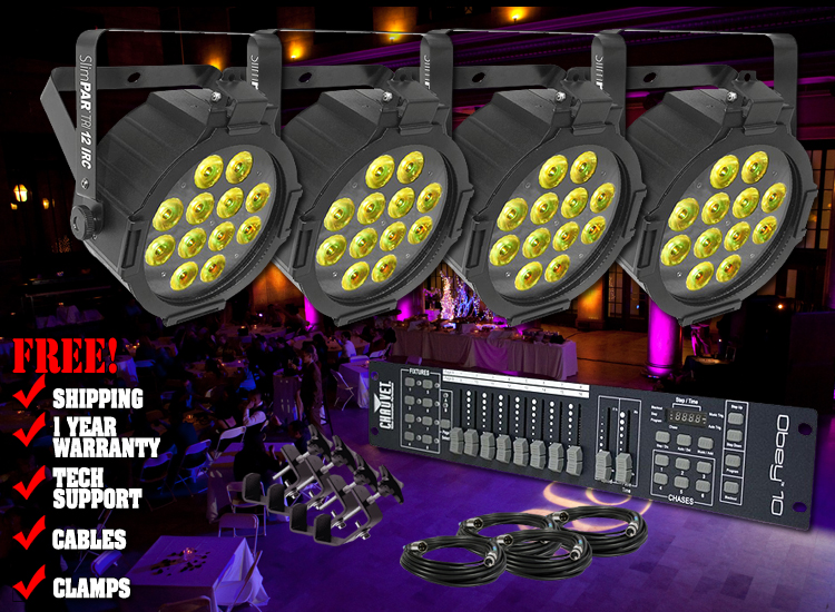 Chauvet SlimPAR Tri 12 IRC Four Pack Uplighting System