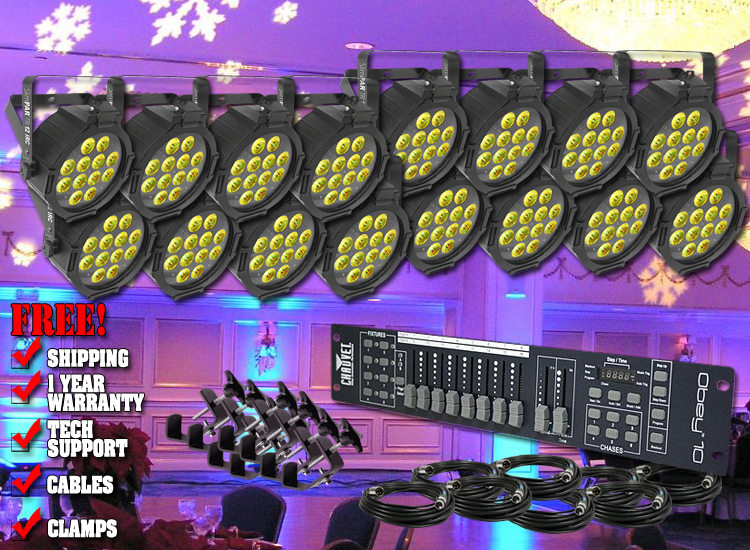 Chauvet SlimPAR Tri 12 IRC Sixteen Pack Uplighting System