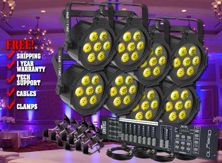 Chauvet SlimPAR Tri 7 IRC Eight Uplight System