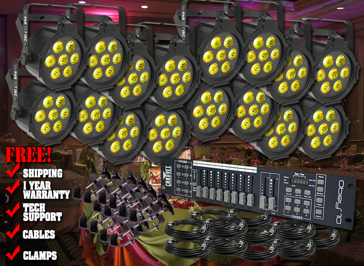 Chauvet SlimPAR Tri 7 IRC Sixteen Uplight System