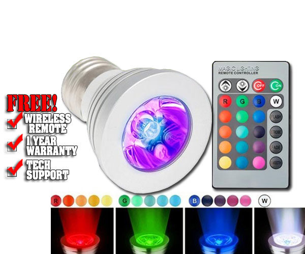 Magic Lighting LED Light Bulb and Remote with 5 Modes and 16 Different Colors 