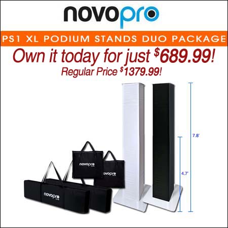 Novopro PS1 XL Adjustable Podium Stands Duo Package 